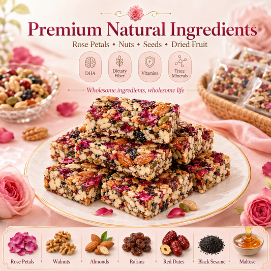 🌹Rose Eight-Treasure Nut Bars | Handmade Rose Petal Nut Snack with Nuts & Dried Fruits-H