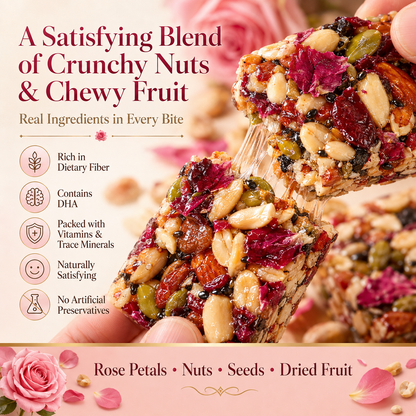 🌹Rose Eight-Treasure Nut Bars | Handmade Rose Petal Nut Snack with Nuts & Dried Fruits-H