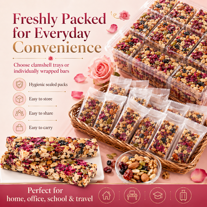 🌹Rose Eight-Treasure Nut Bars | Handmade Rose Petal Nut Snack with Nuts & Dried Fruits-H