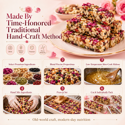 🌹Rose Eight-Treasure Nut Bars | Handmade Rose Petal Nut Snack with Nuts & Dried Fruits-H