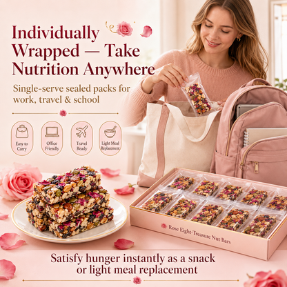 🌹Rose Eight-Treasure Nut Bars | Handmade Rose Petal Nut Snack with Nuts & Dried Fruits-H